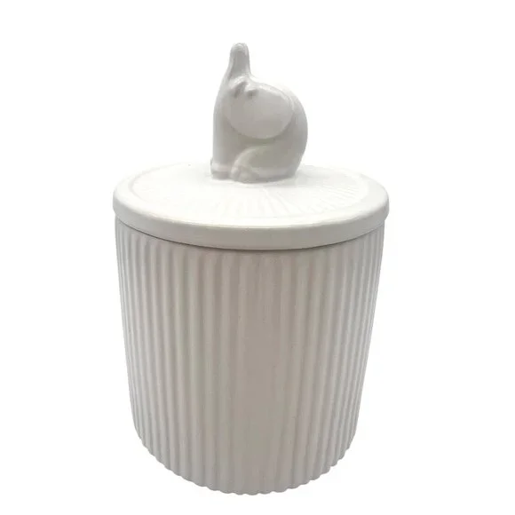 RARE White Ceramic Elephant Lidded Canister Whimsical Storage Decor 6" H - Picture 2 of 9